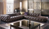 Image of top graded italian genuine leather sofa sectional living room sofa chesterfield sofa L shape with crystal buttons SF314 stock
