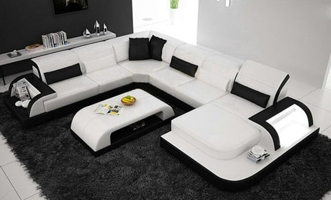 modern design U shape geniune leather sofa